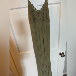 AKIRA Olive Green Spaghetti Strap Long Maxi Dress